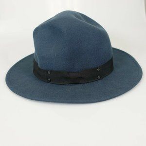C.C Women's 100% Wool Navy Blue Fedora Hat OS Classic Suede Genuine Felted Fur